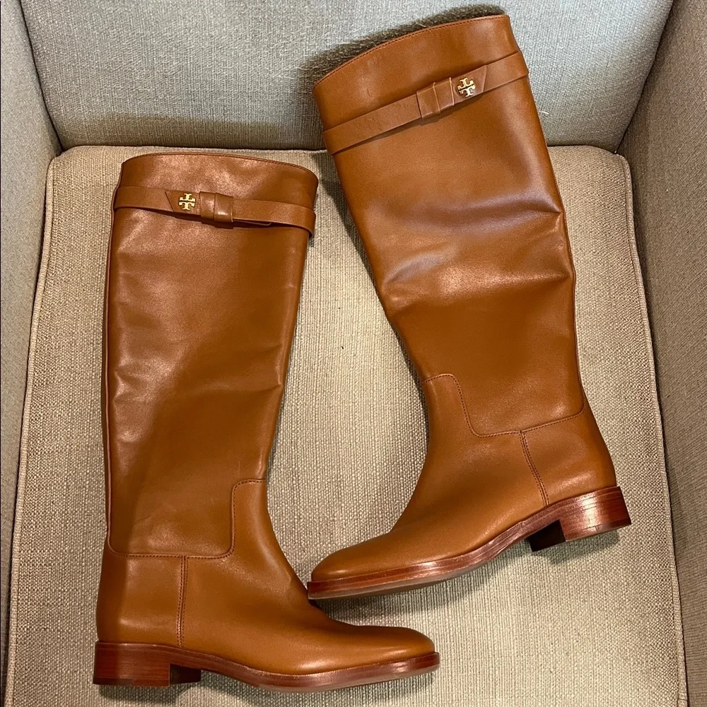 NEW Tory Burch Everly Strap Leather Riding Boots Size 5.5